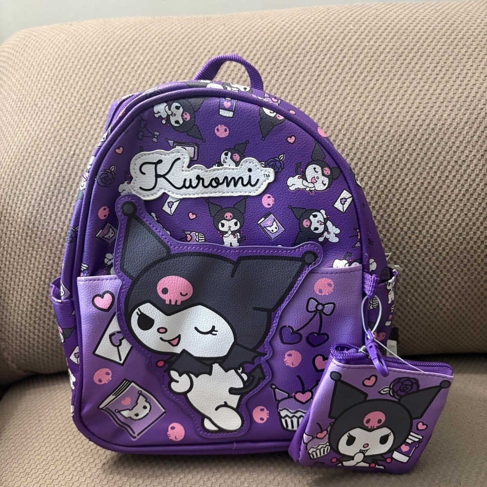 Kuromi Kids Backpack and Coin Pouch in Purple